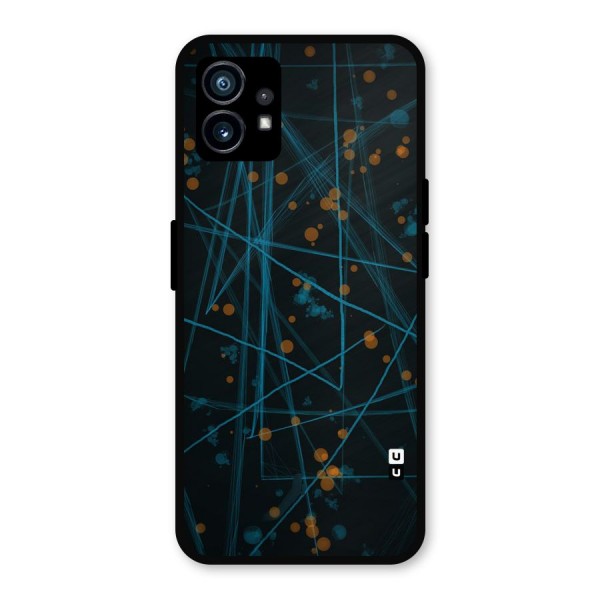 Blue Lines Gold Dots Metal Back Case for Nothing Phone 1