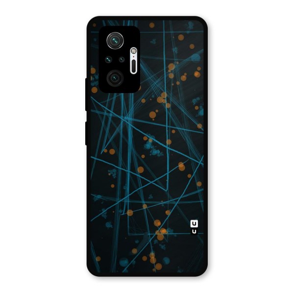 Blue Lines Gold Dots Metal Back Case for Redmi Note 10 Pro