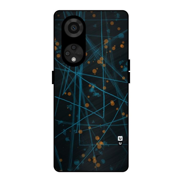 Blue Lines Gold Dots Metal Back Case for Reno8 T 5G