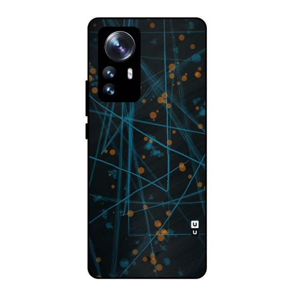 Blue Lines Gold Dots Metal Back Case for Xiaomi 12 Pro