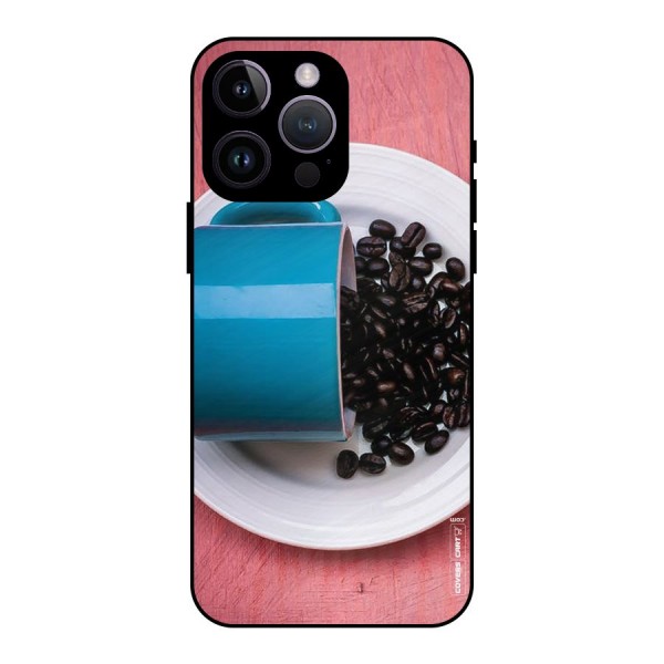 Blue Mug And Beans Metal Back Case for iPhone 14 Pro Max