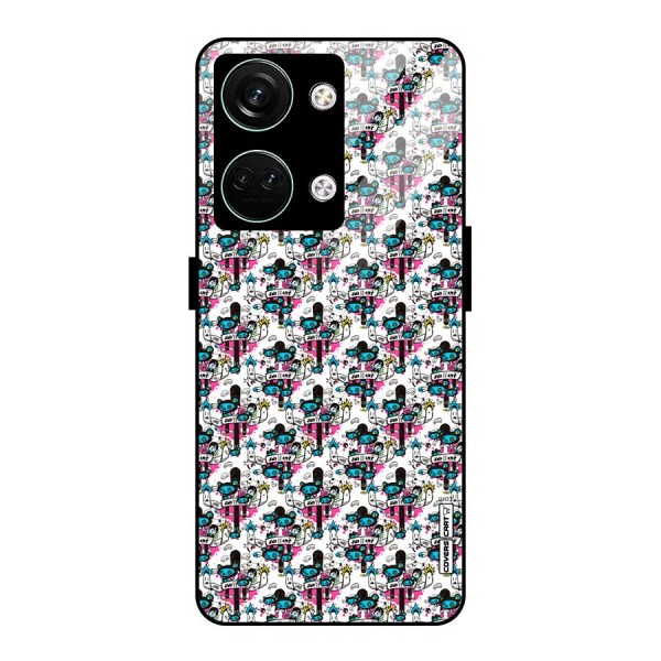 Blue Pink Pattern Glass Back Case for Oneplus Nord 3