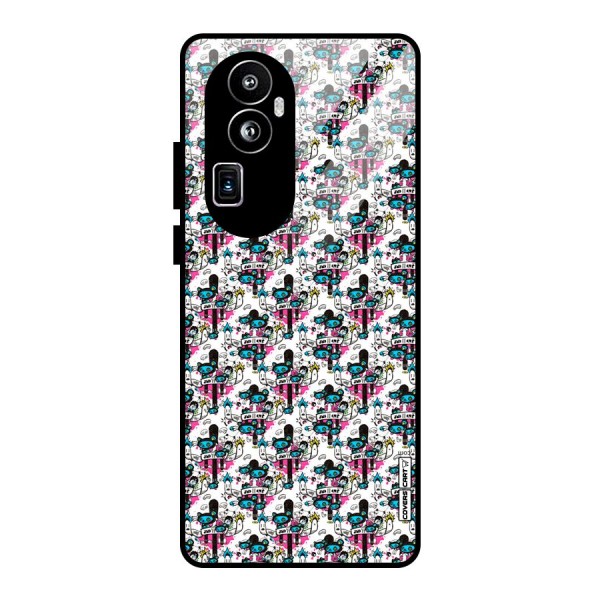 Blue Pink Pattern Glass Back Case for Oppo Reno10 Pro Plus