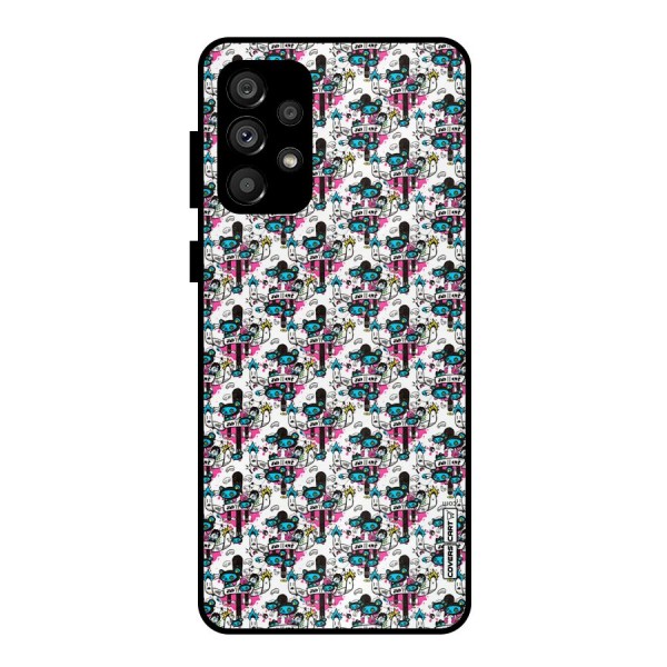 Blue Pink Pattern Metal Back Case for Galaxy A73 5G