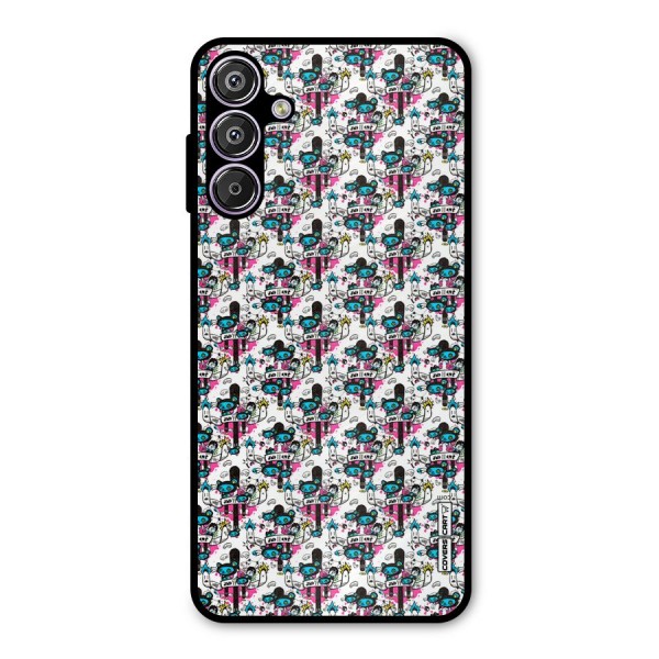 Blue Pink Pattern Metal Back Case for Galaxy F15