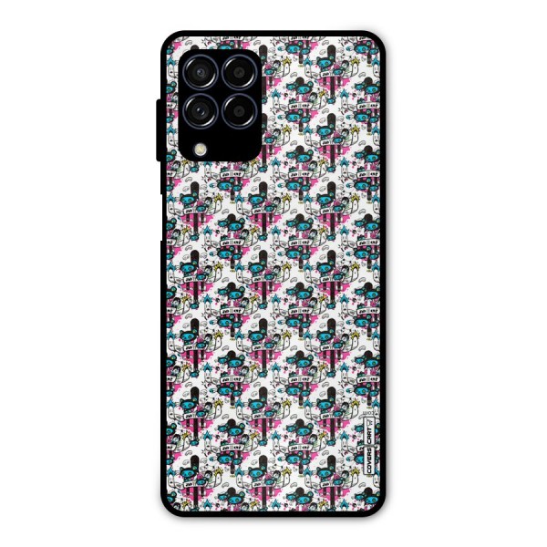 Blue Pink Pattern Metal Back Case for Galaxy M53 5G