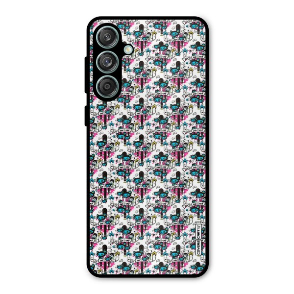 Blue Pink Pattern Metal Back Case for Galaxy M55 5G