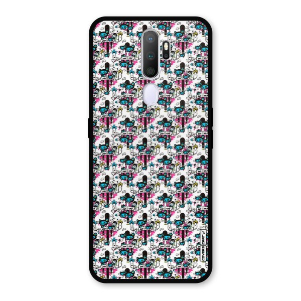 Blue Pink Pattern Metal Back Case for Oppo A9 (2020)