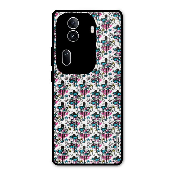 Blue Pink Pattern Metal Back Case for Oppo Reno11 Pro 5G