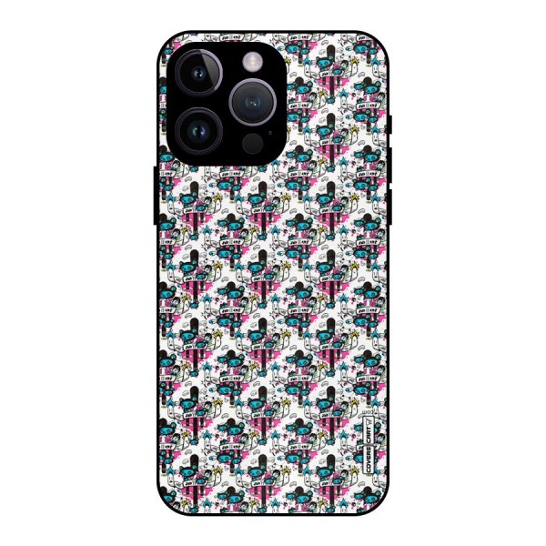 Blue Pink Pattern Metal Back Case for iPhone 14 Pro Max