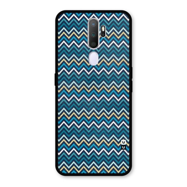 Blue Shades Chevron Pattern Metal Back Case for Oppo A9 (2020)