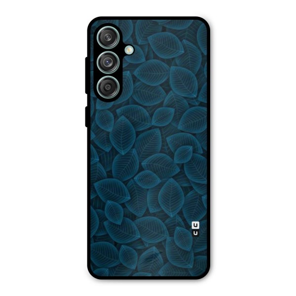 Blue Thin Leaves Metal Back Case for Galaxy M55 5G