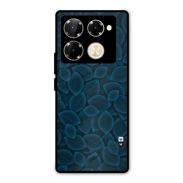 Blue Thin Leaves Metal Back Case for Infinix Note 40 Pro