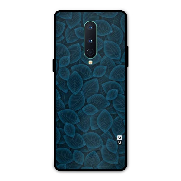 Blue Thin Leaves Metal Back Case for OnePlus 8