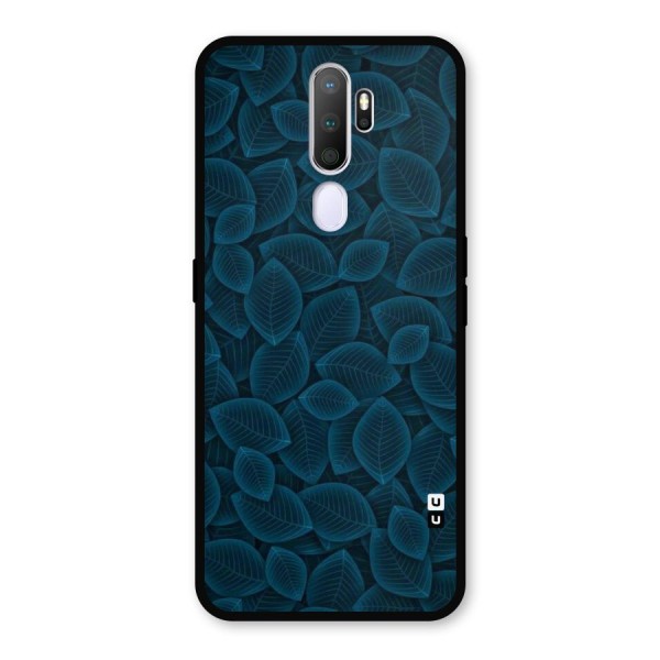 Blue Thin Leaves Metal Back Case for Oppo A9 (2020)