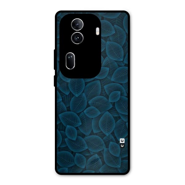 Blue Thin Leaves Metal Back Case for Oppo Reno11 Pro 5G