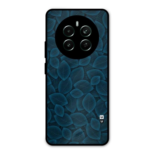 Blue Thin Leaves Metal Back Case for Realme 12 Plus