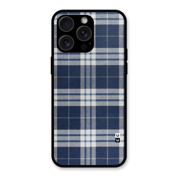 Blue White Check Metal Back Case for iPhone 15 Pro Max
