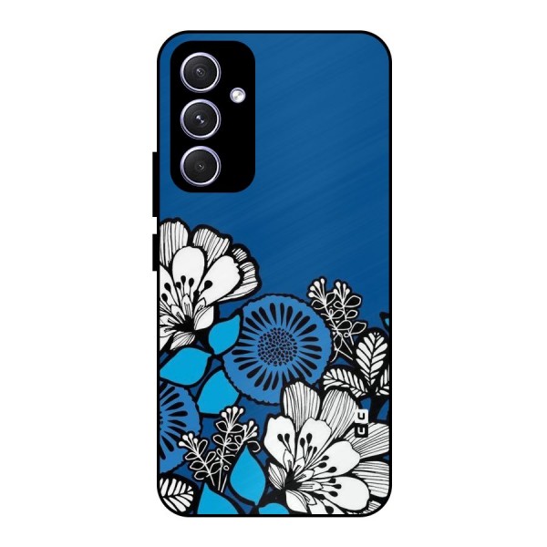 Blue White Flowers Metal Back Case for Galaxy A54