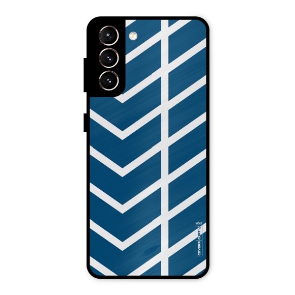 Blue White Pattern Metal Back Case for Galaxy S21 5G