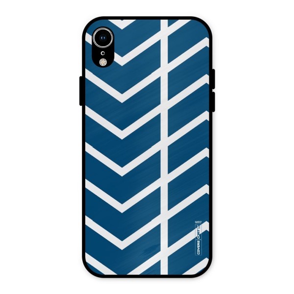 Blue White Pattern Metal Back Case for iPhone XR