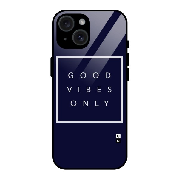 Blue White Vibes Glass Back Case for iPhone 15