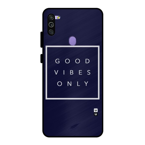 Blue White Vibes Metal Back Case for Galaxy M11
