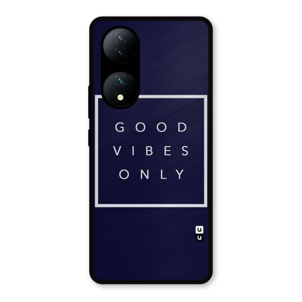Blue White Vibes Metal Back Case for Vivo Y100