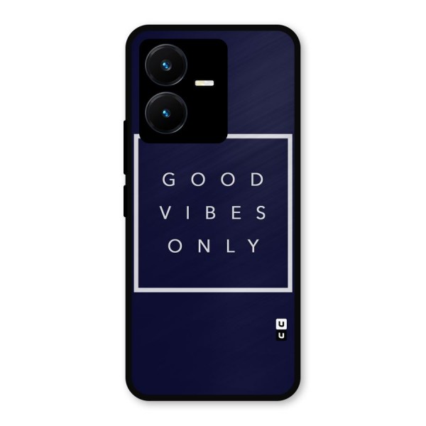 Blue White Vibes Metal Back Case for Vivo Y22