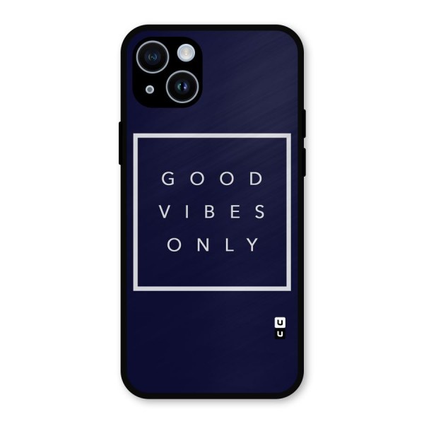 Blue White Vibes Metal Back Case for iPhone 14