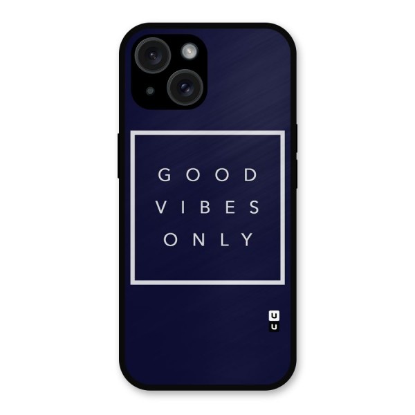 Blue White Vibes Metal Back Case for iPhone 15