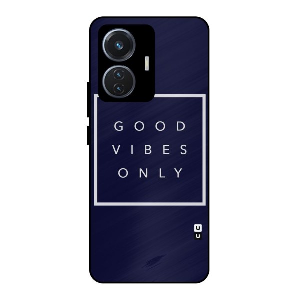Blue White Vibes Metal Back Case for iQOO Z6 44W