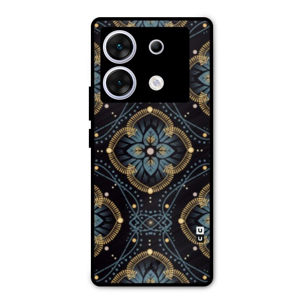 Blue With Black Flower Metal Back Case for Infinix Zero 30 5G