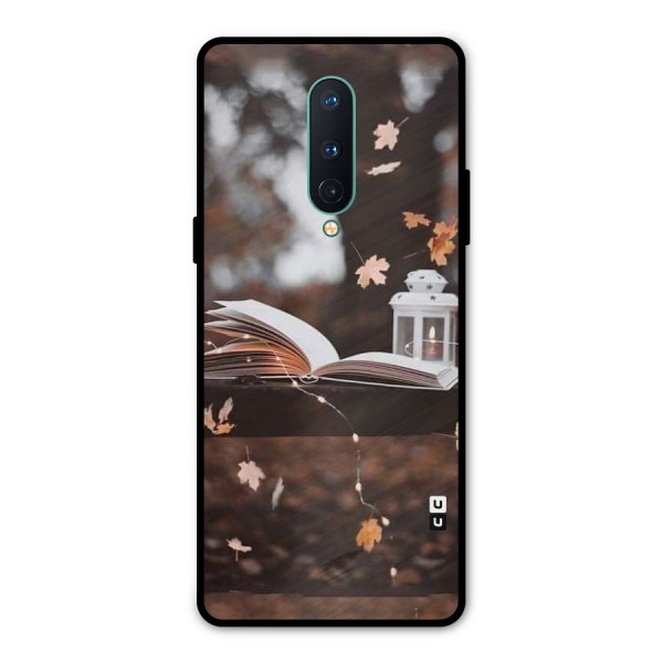 Book and Fall Leaves Metal Back Case for OnePlus 8