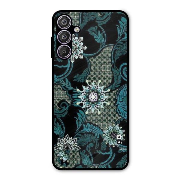 Bottle Green Floral Metal Back Case for Galaxy F15