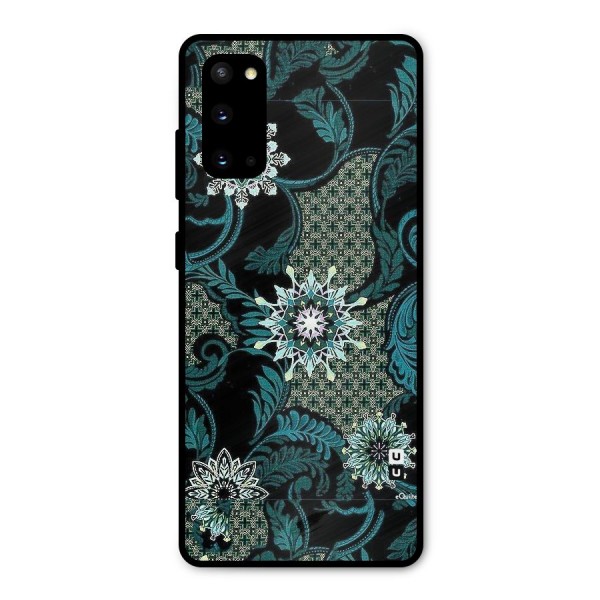 Bottle Green Floral Metal Back Case for Galaxy S20
