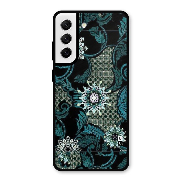 Bottle Green Floral Metal Back Case for Galaxy S21 FE 5G