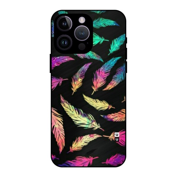 Bright Feathers Metal Back Case for iPhone 14 Pro Max