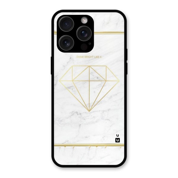 Bright Gold Diamond Metal Back Case for iPhone 15 Pro Max