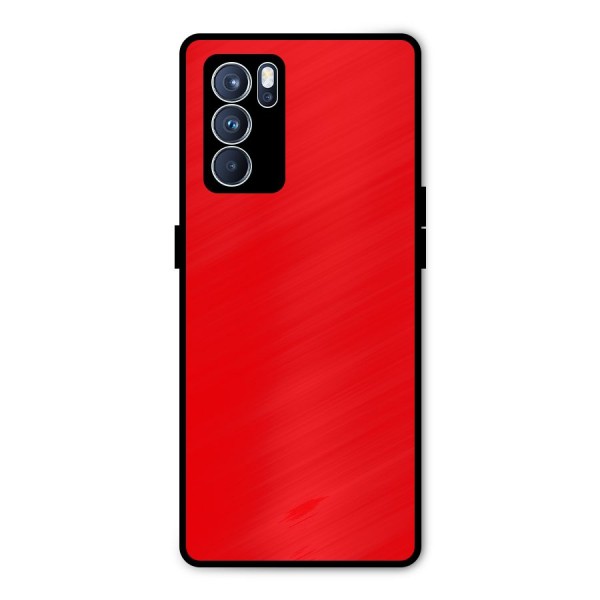 Bright Red Metal Back Case for Oppo Reno6 Pro 5G