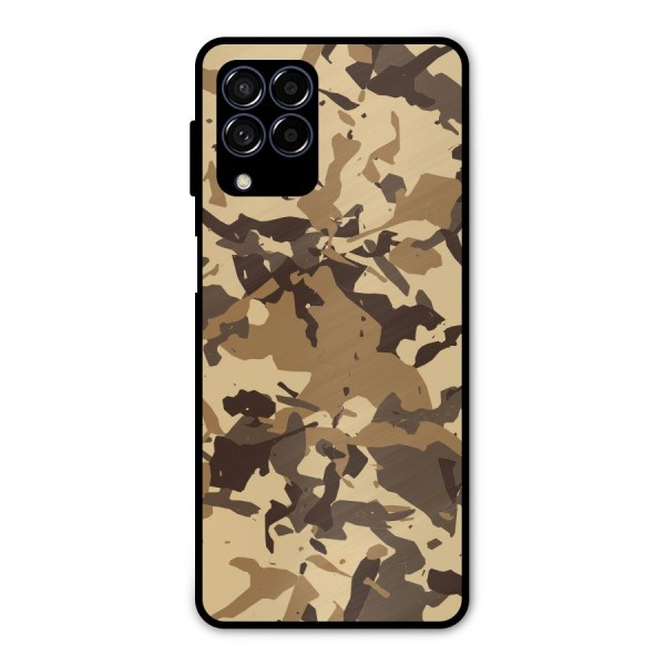 Brown Camouflage Army Metal Back Case for Galaxy M53 5G