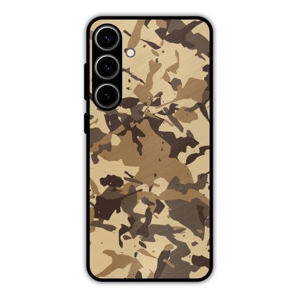 Brown Camouflage Army Metal Back Case for Galaxy S24 Plus