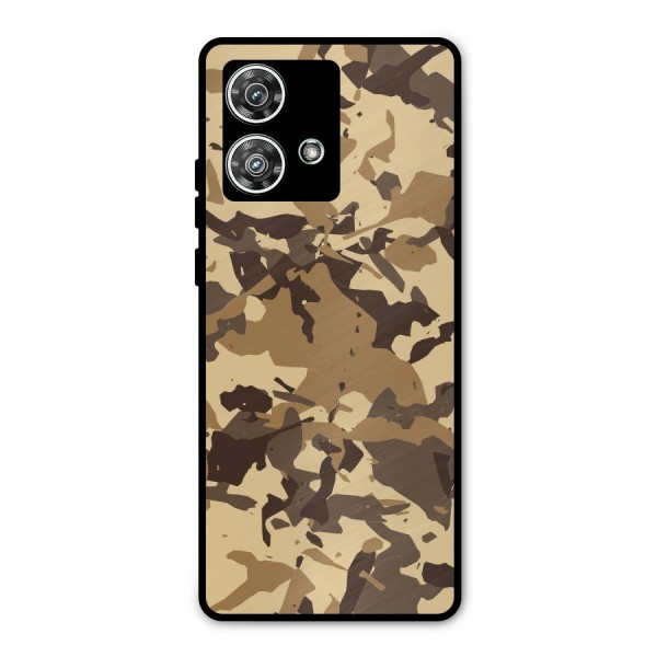 Brown Camouflage Army Metal Back Case for Motorola Edge 40 Neo