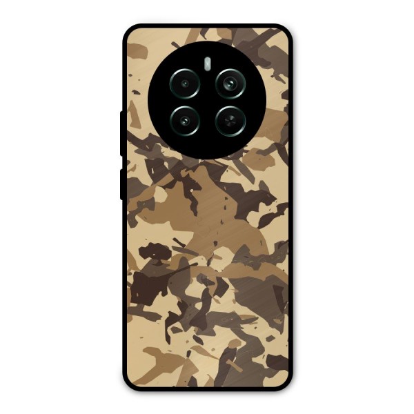 Brown Camouflage Army Metal Back Case for Realme 12 Plus