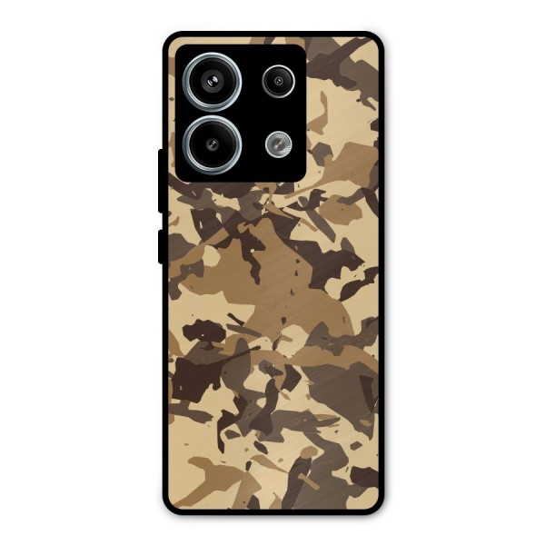 Brown Camouflage Army Metal Back Case for Redmi Note 13 Pro 5G