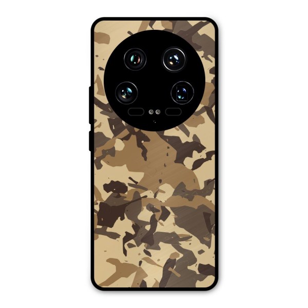 Brown Camouflage Army Metal Back Case for Xiaomi 14 Ultra