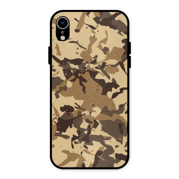 Brown Camouflage Army Metal Back Case for iPhone XR
