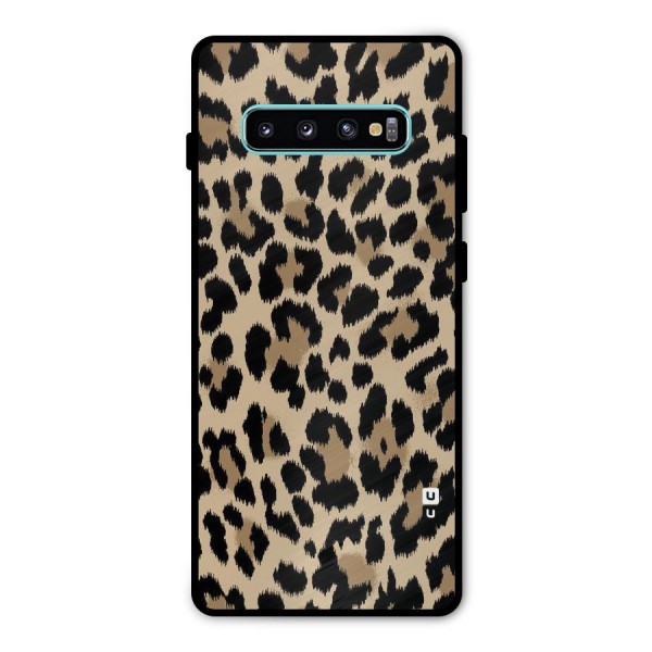 Brown Leapord Print Metal Back Case for Galaxy S10 Plus