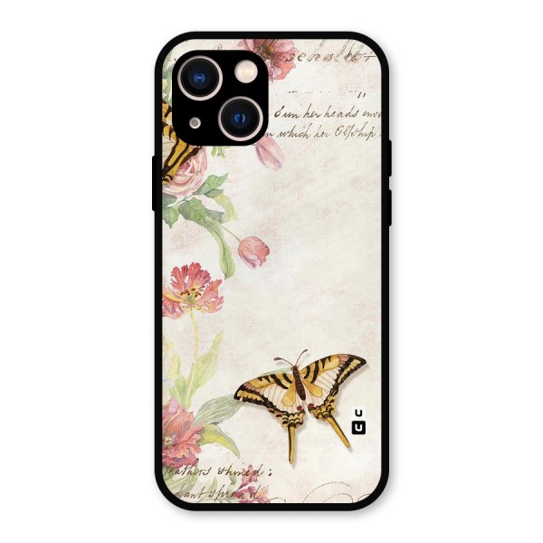 Butterfly Floral Metal Back Case for iPhone 13