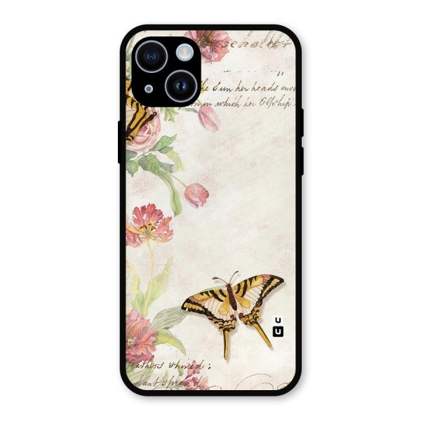 Butterfly Floral Metal Back Case for iPhone 14
